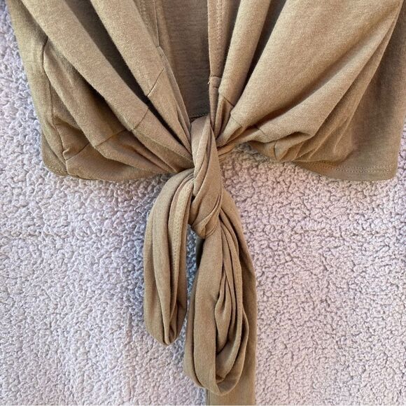 NEW Zara Perfect Basics Olive Long Sleeve Open Tie Back Top Sz S - Picture 5 of 8